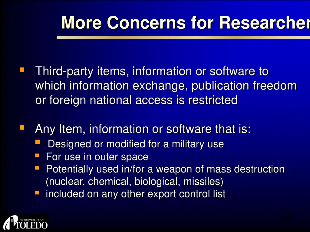 more concerns for researchers