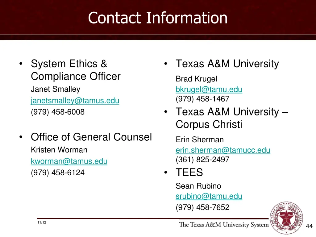 contact information