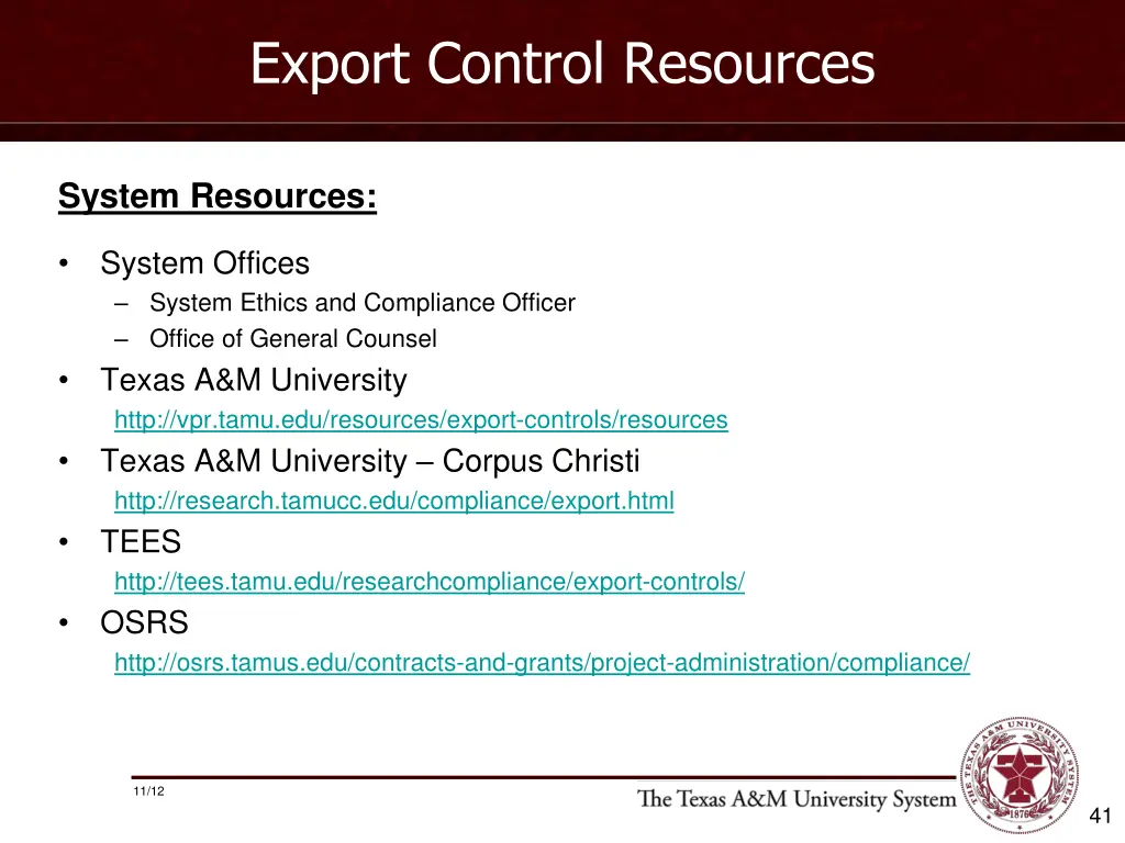export control resources