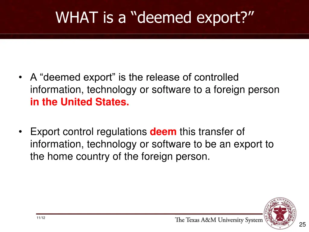 what is a deemed export
