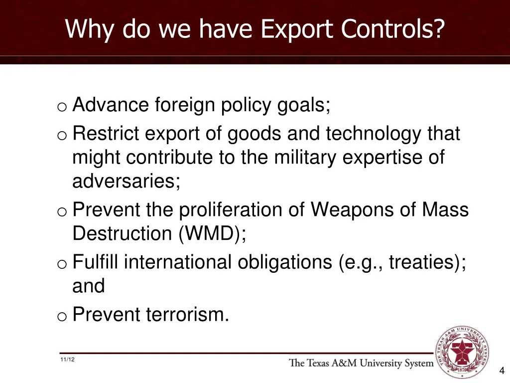 why do we have export controls