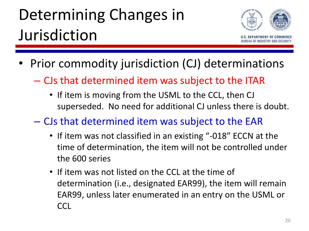 determining changes in jurisdiction