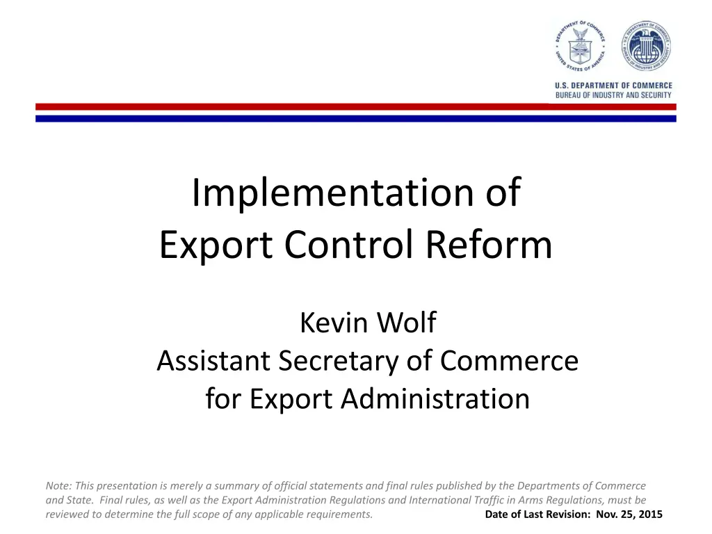 implementation of export control reform