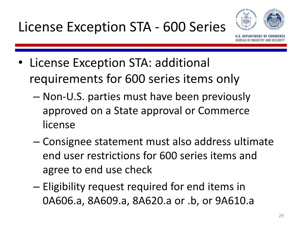 license exception sta 600 series 1