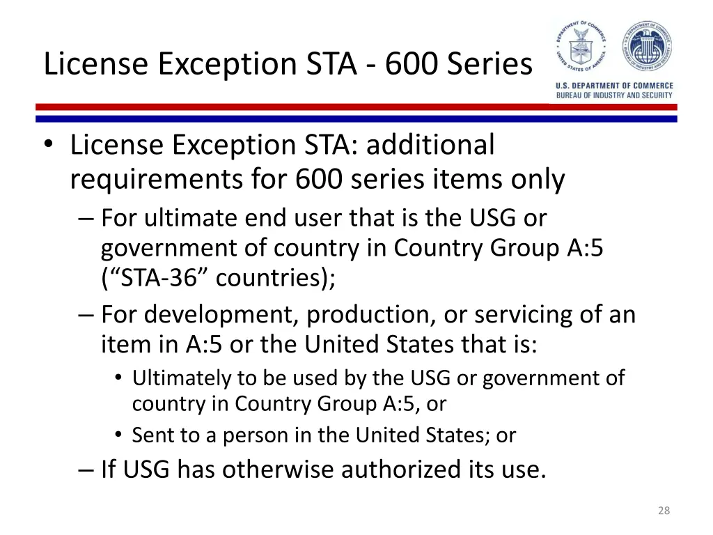 license exception sta 600 series