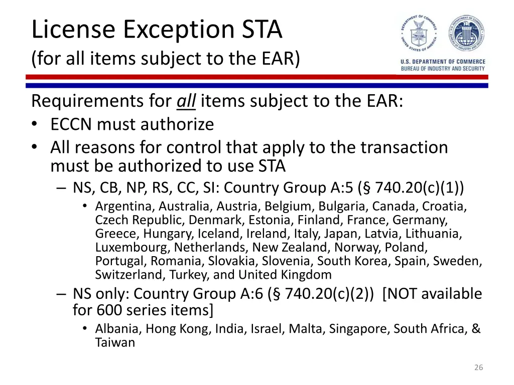 license exception sta for all items subject