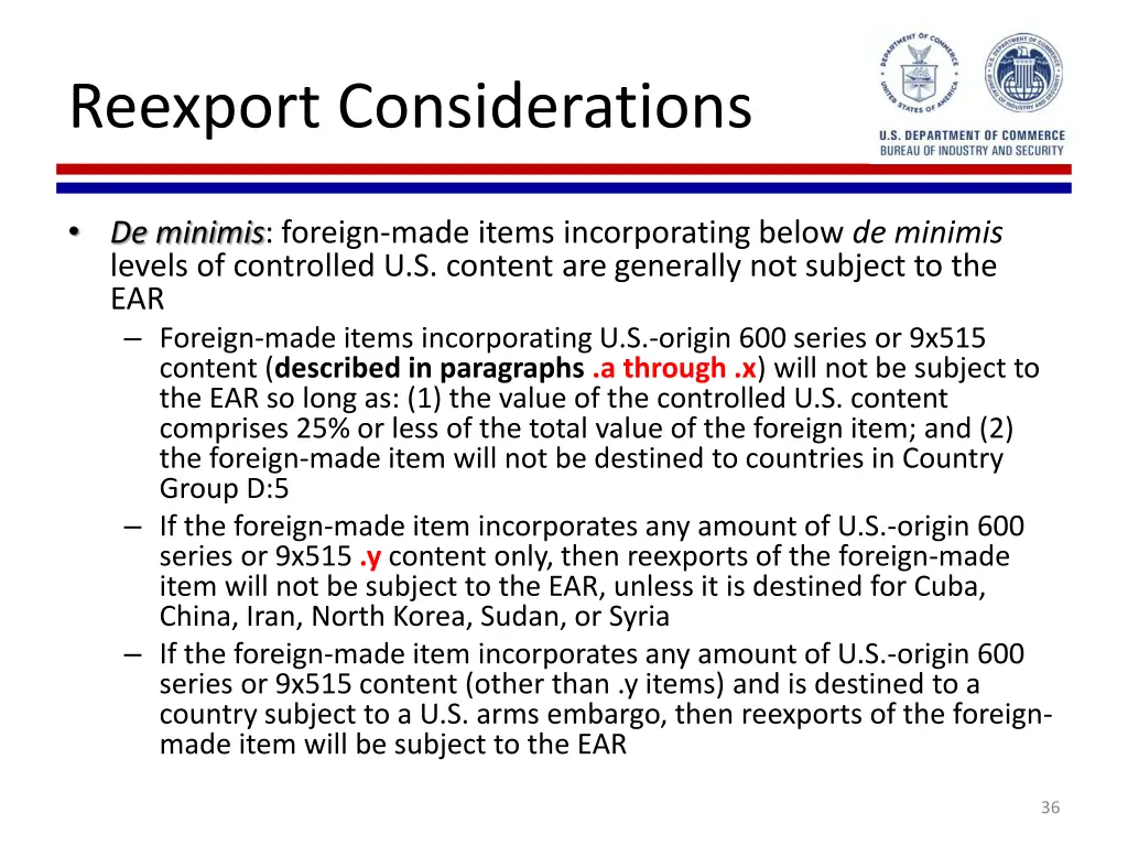 reexport considerations