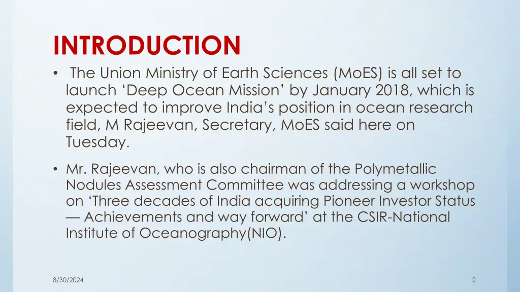 introduction the union ministry of earth sciences