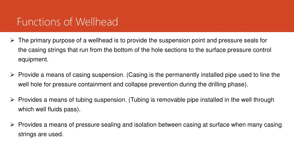 functions of wellhead