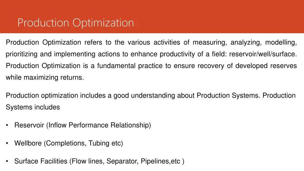 production optimization