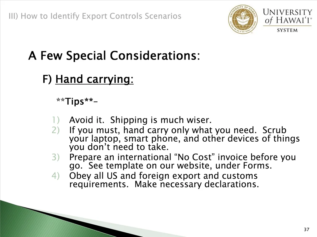a few special considerations 6