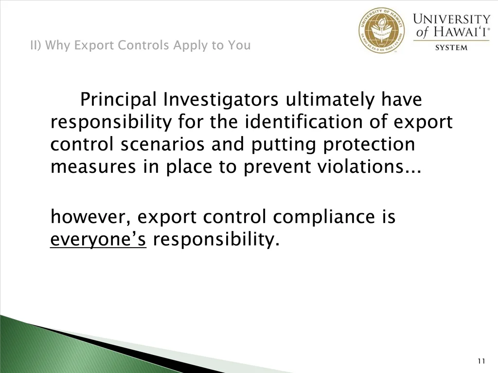 responsibility for the identification of export