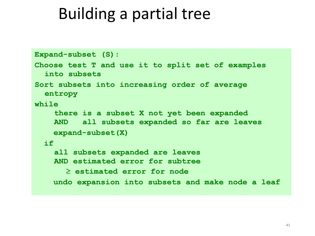building a partial tree