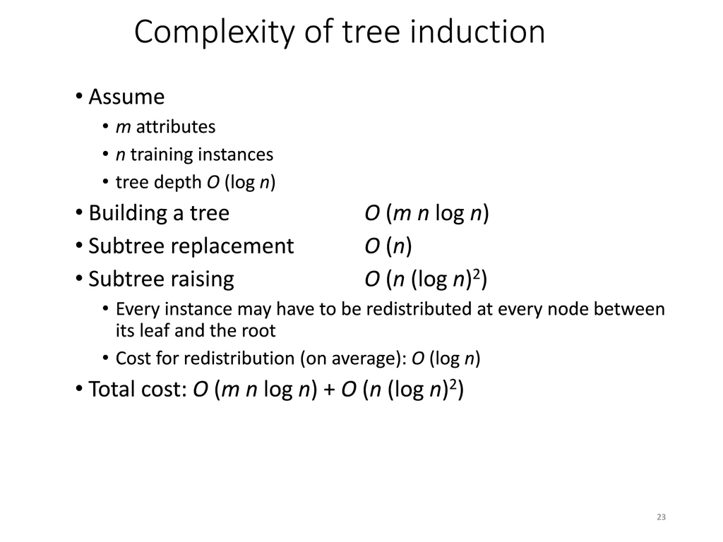 complexity of tree induction