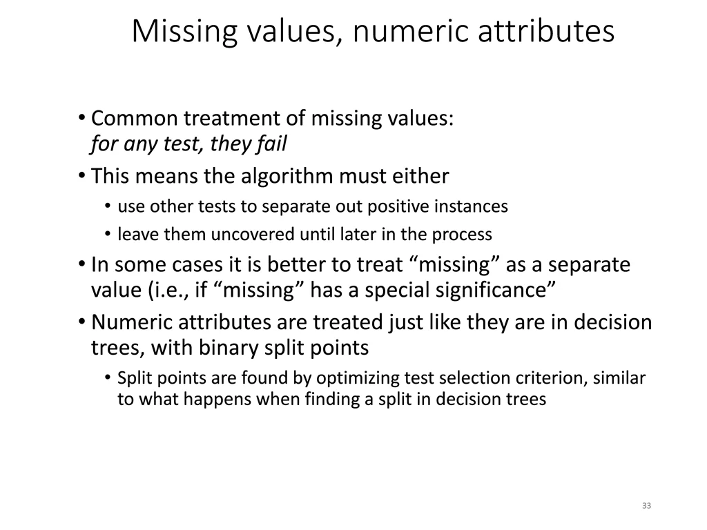 missing values numeric attributes