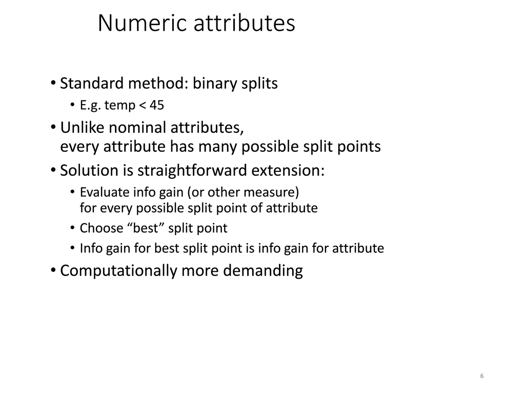 numeric attributes