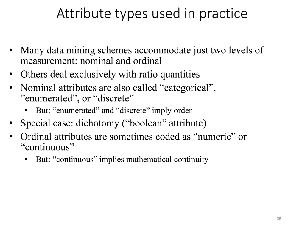 attribute types used in practice