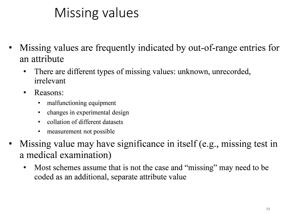 missing values