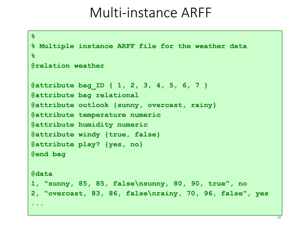 multi instance arff