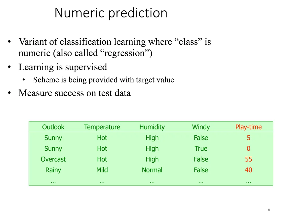 numeric prediction