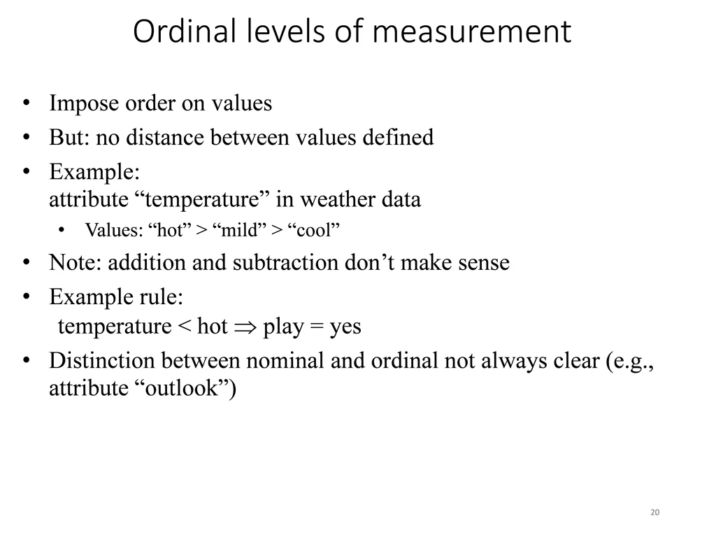 ordinal levels of measurement