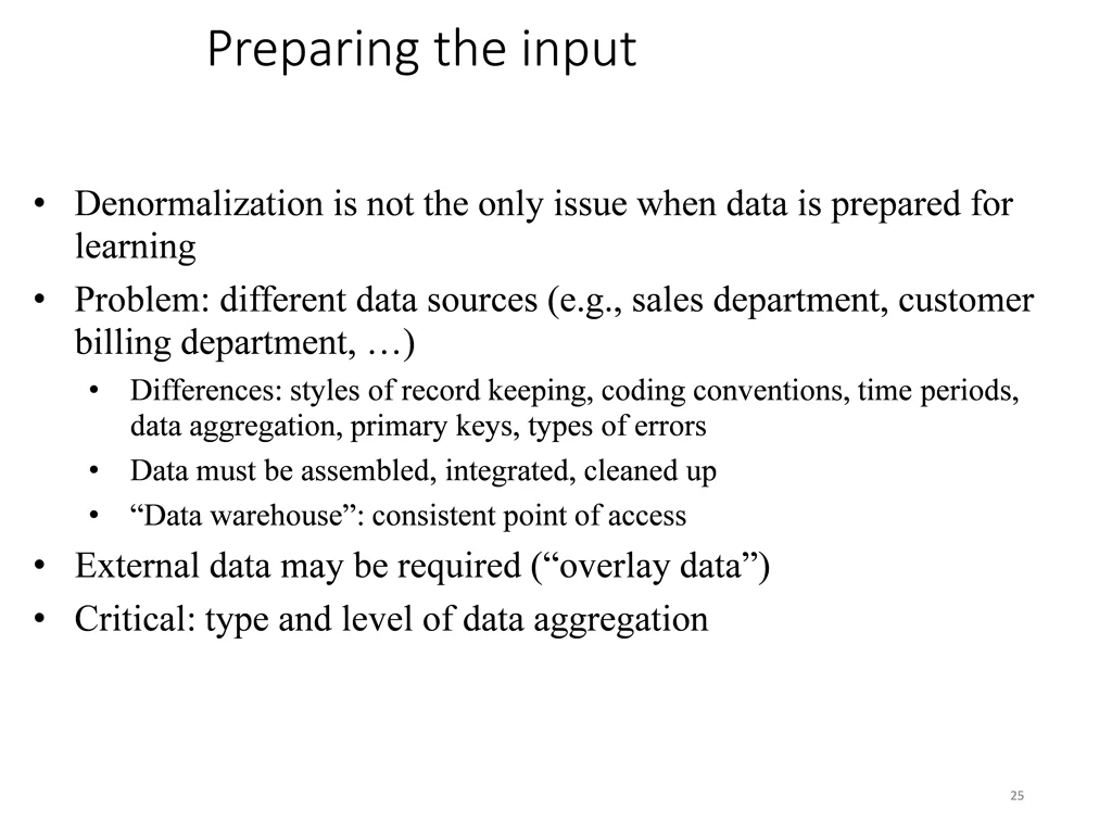 preparing the input