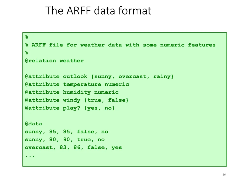 the arff data format