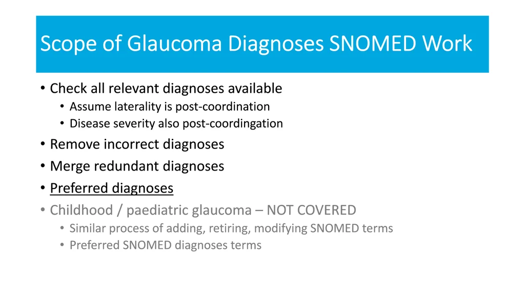 scope of glaucoma diagnoses snomed work scope