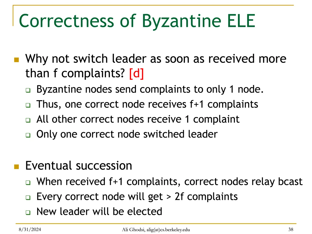 correctness of byzantine ele