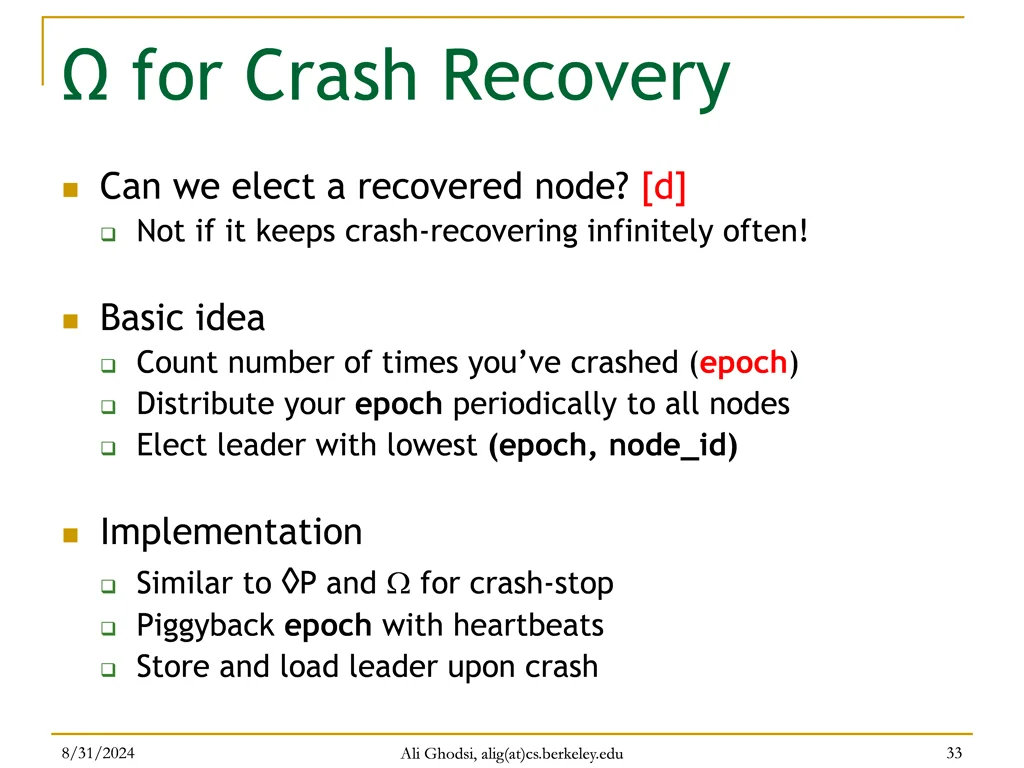 for crash recovery