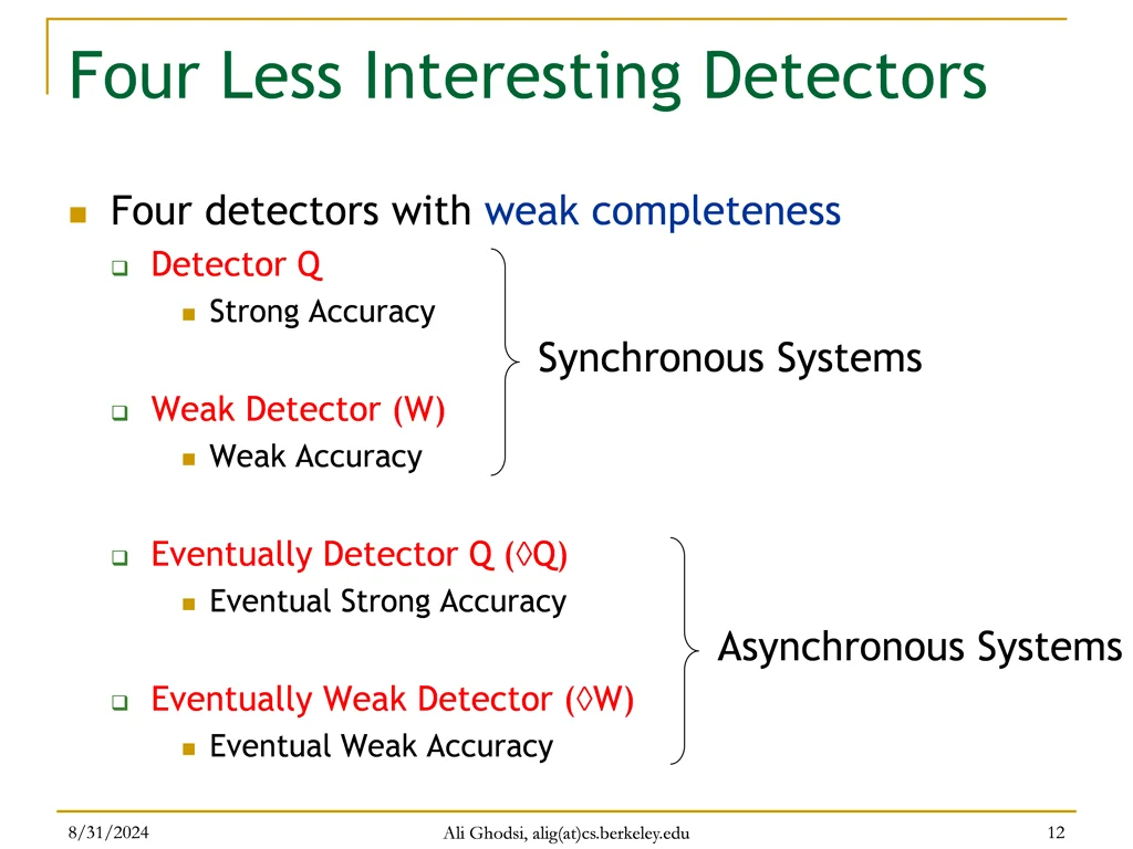 four less interesting detectors