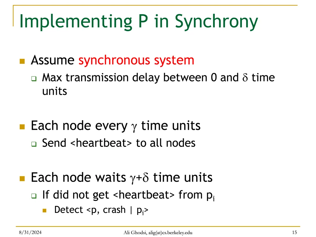 implementing p in synchrony
