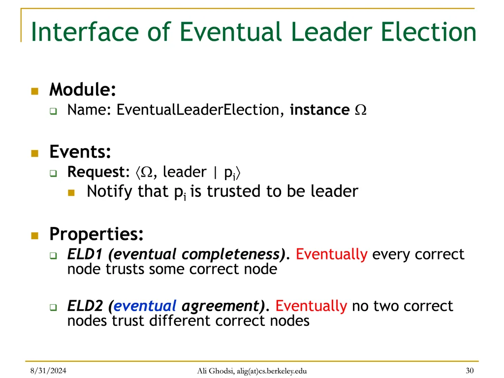 interface of eventual leader election