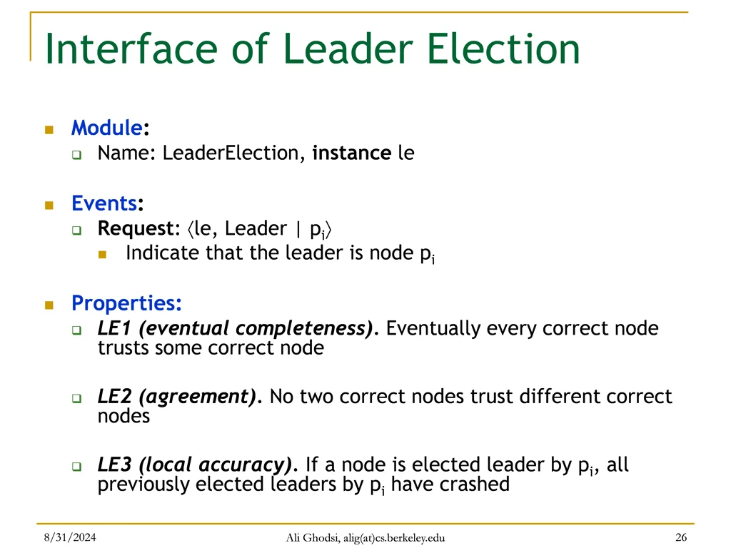 interface of leader election