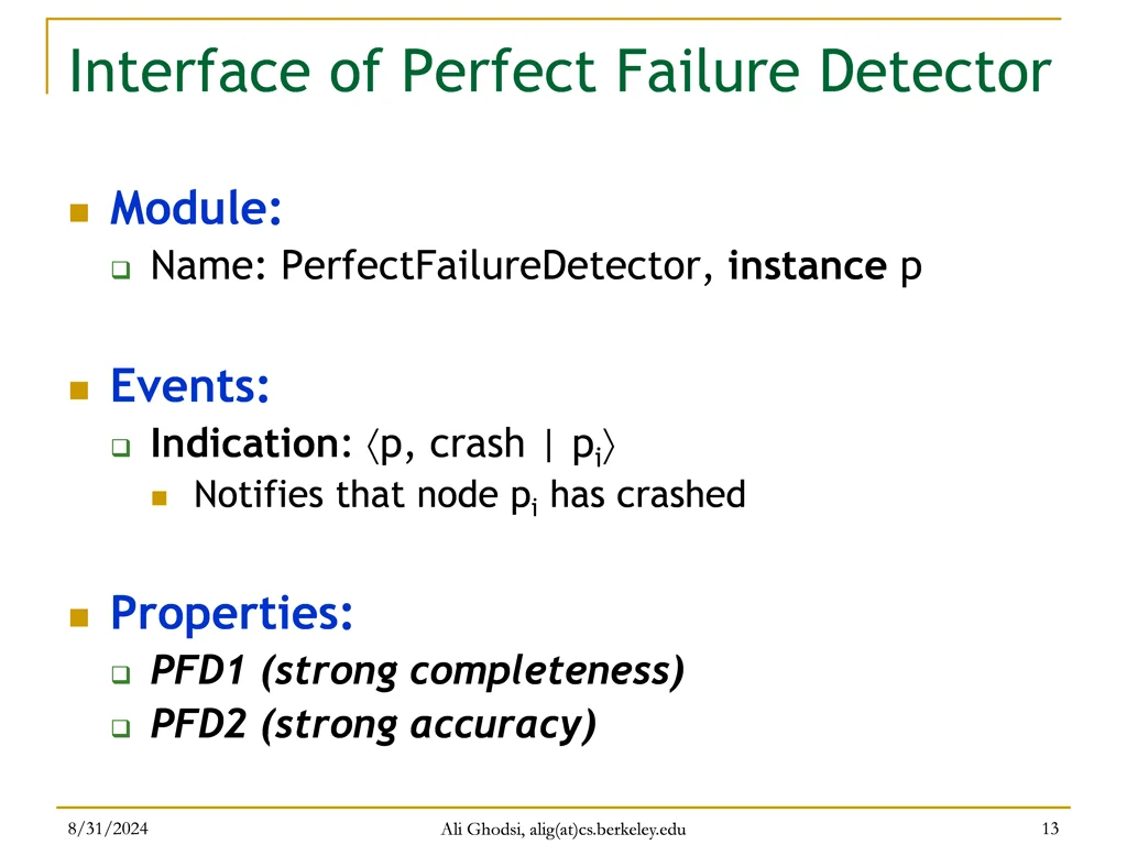 interface of perfect failure detector