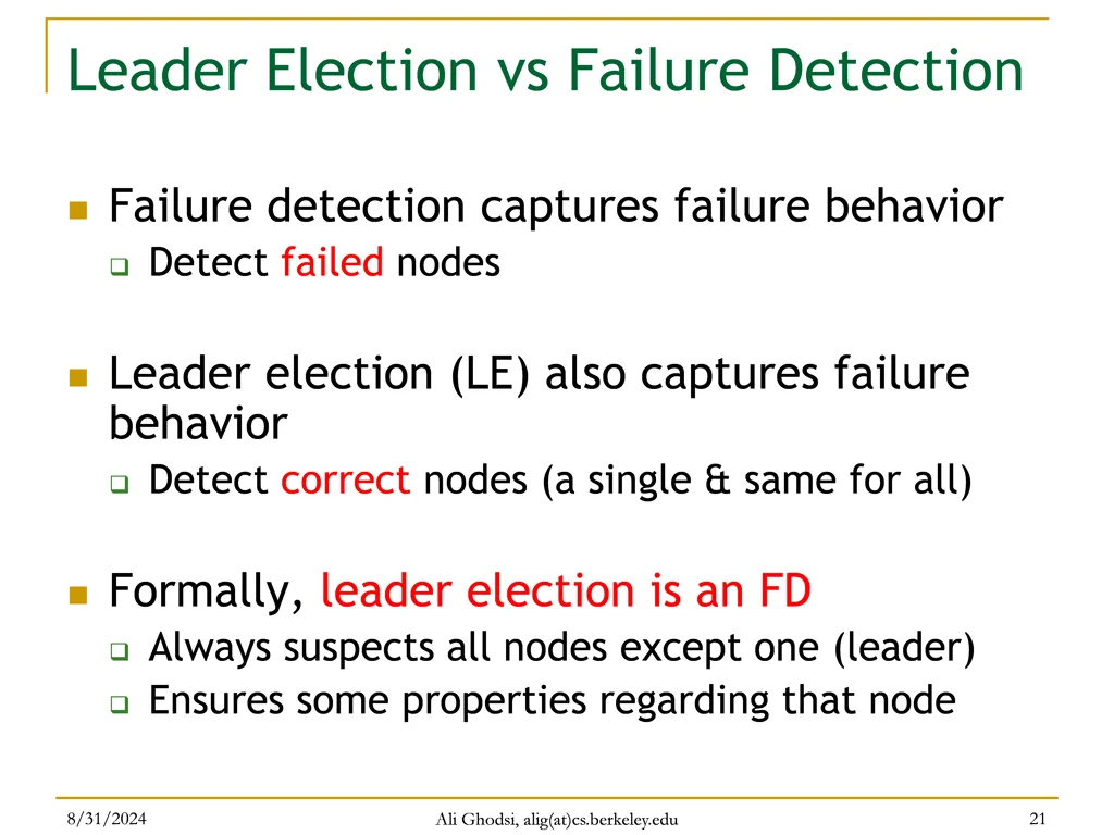 leader election vs failure detection