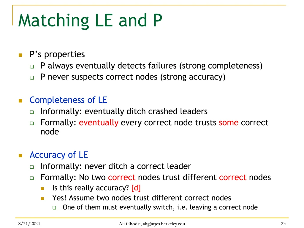 matching le and p