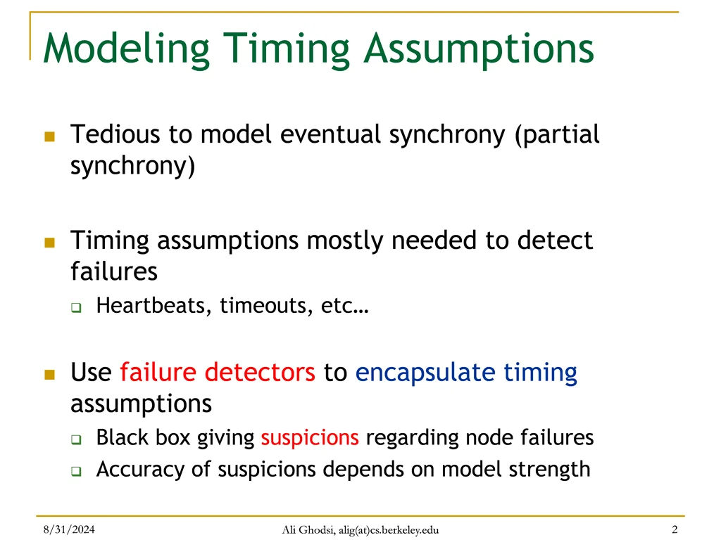 modeling timing assumptions