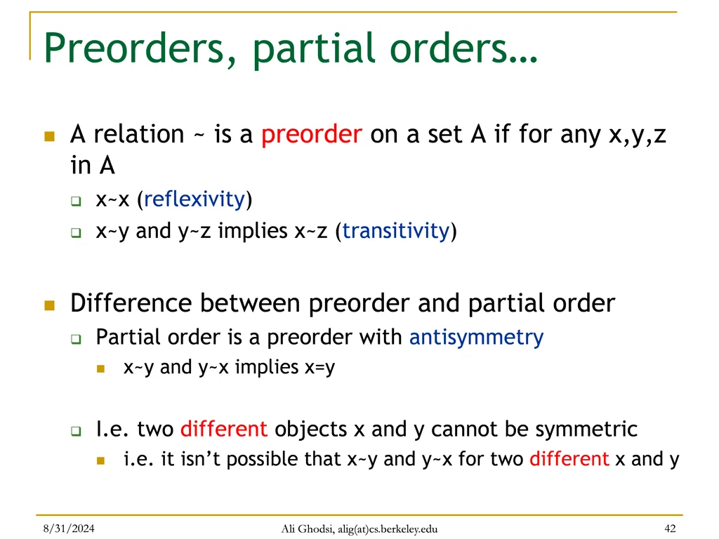preorders partial orders
