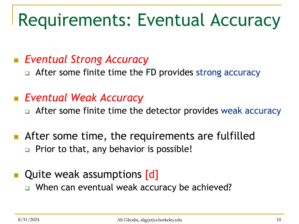 requirements eventual accuracy