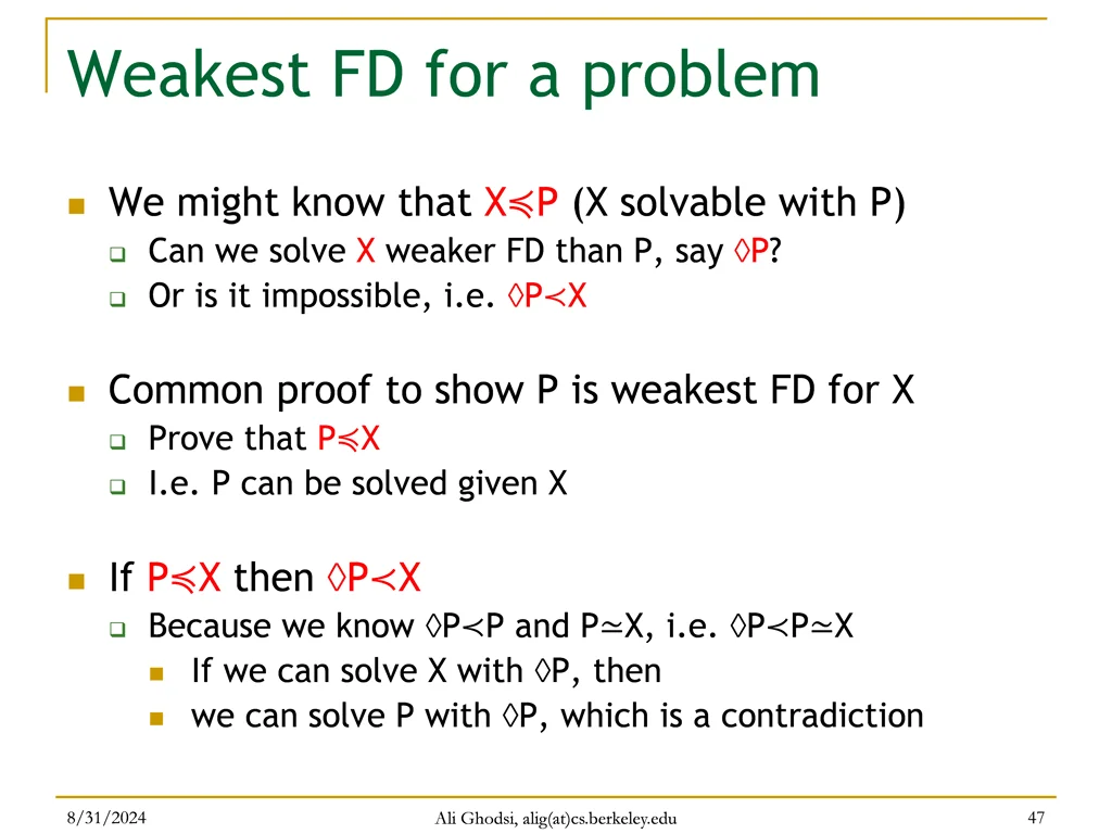 weakest fd for a problem 1