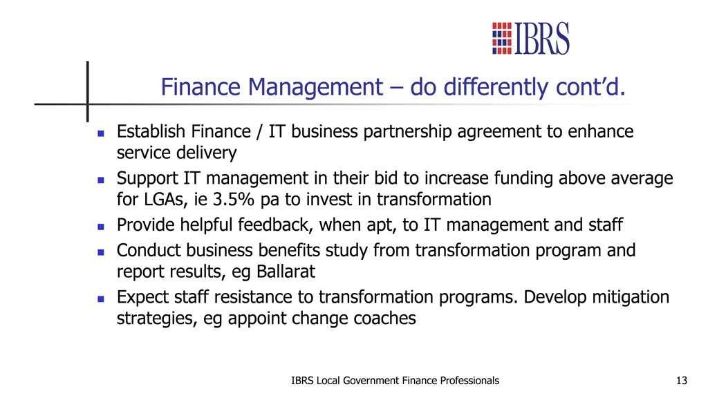 finance management do differently cont d