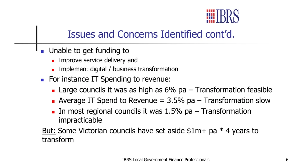 issues and concerns identified cont d