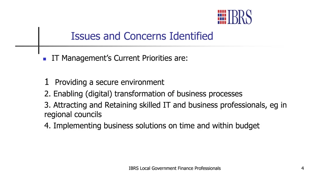 issues and concerns identified