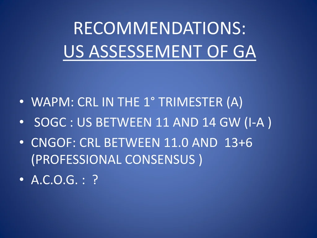 recommendations us assessement of ga
