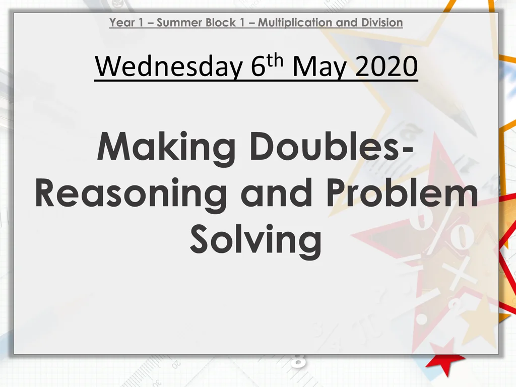 year 1 summer block 1 multiplication and division 1