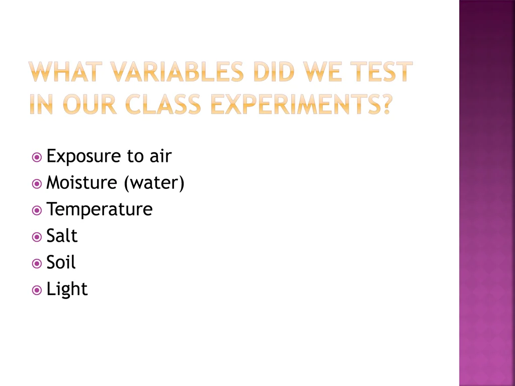 exposure to air moisture water temperature salt