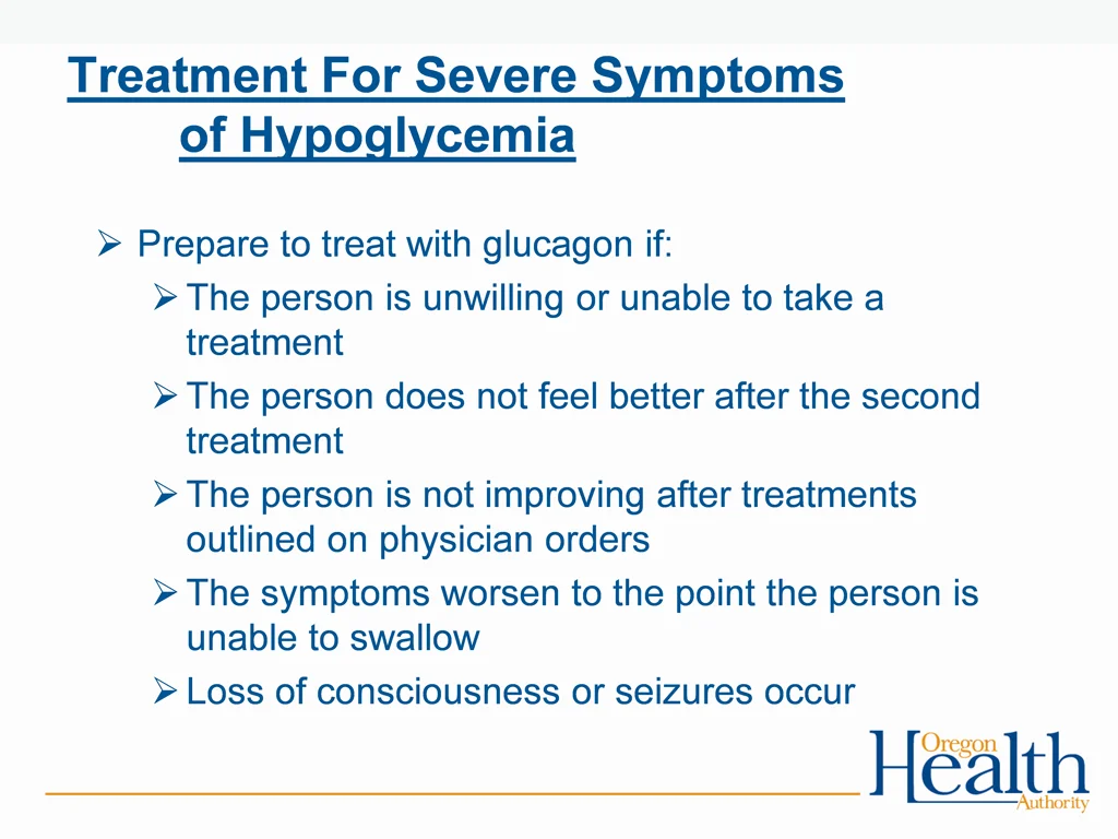 treatment for severe symptoms of hypoglycemia