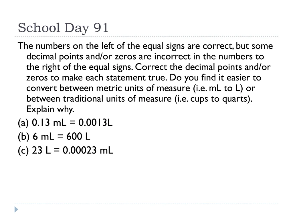 school day 91 the numbers on the left