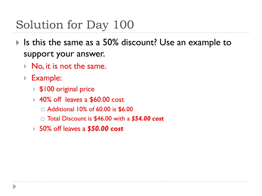 solution for day 100
